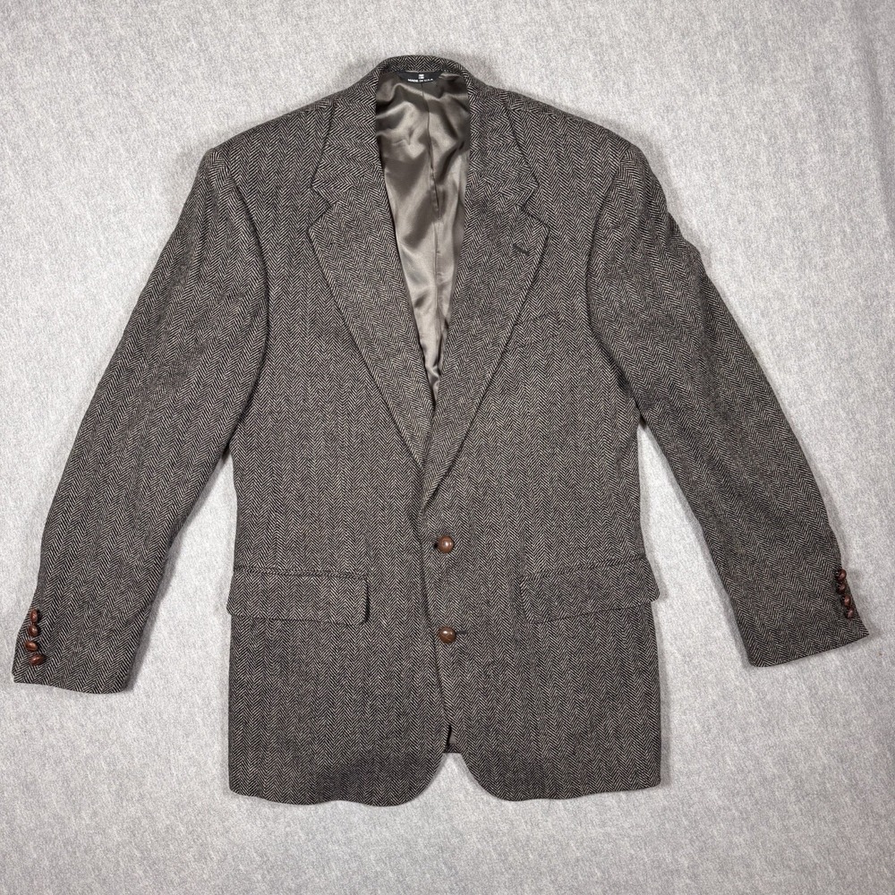 POLO UNIVERSITY RALPH LAUREN Vtg Blazer Tweed Herringbone 80s 90s Made in USA